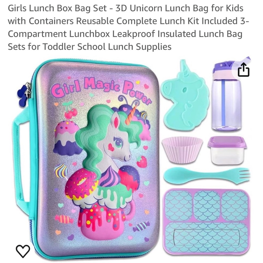 NWT… Unicorn Lunch Bag Set Kids Girls